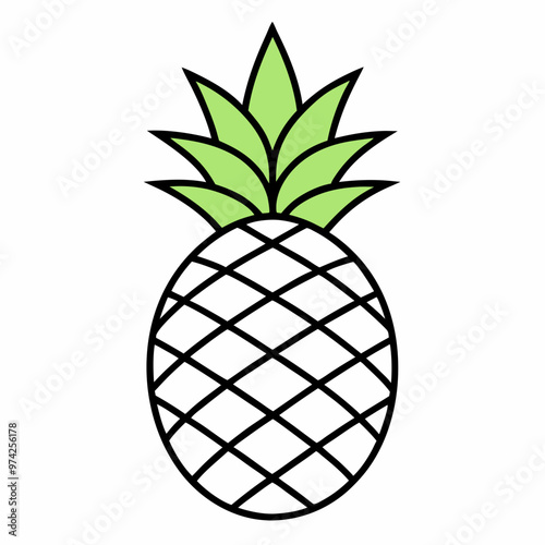 pineapple vector line art vector illustration