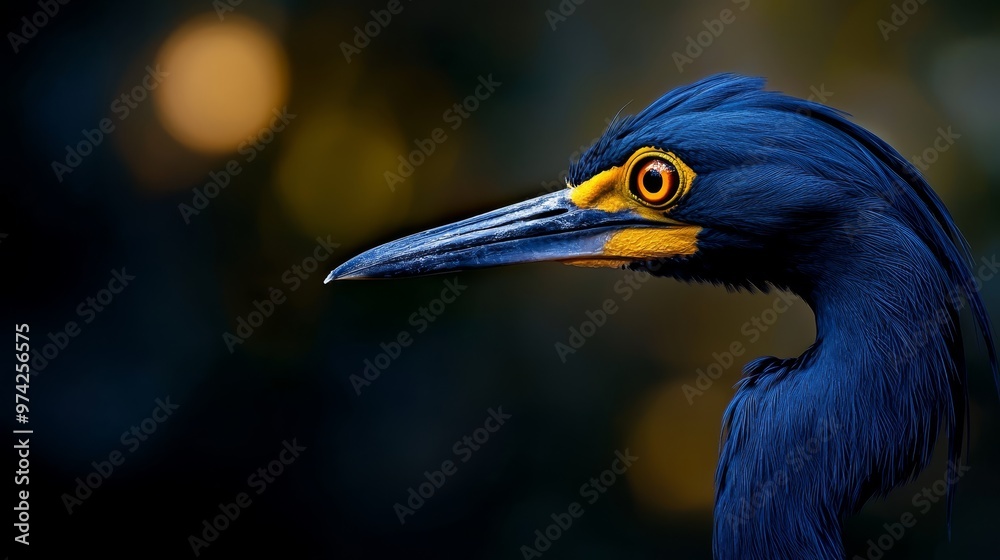 Naklejka premium beak yellow and black, eyes likewise Background softly blurred