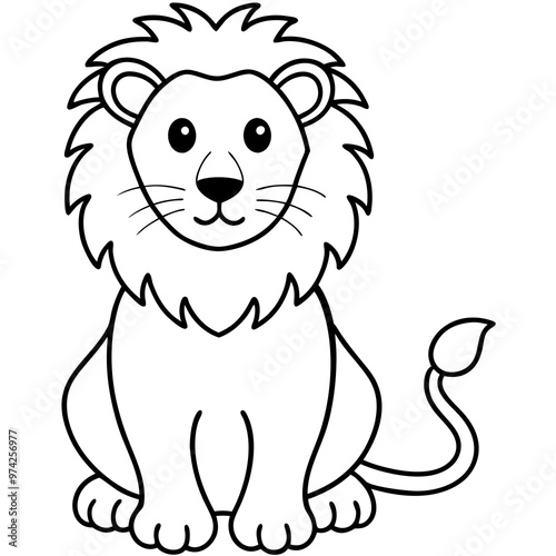 cartoon funny lion line art 