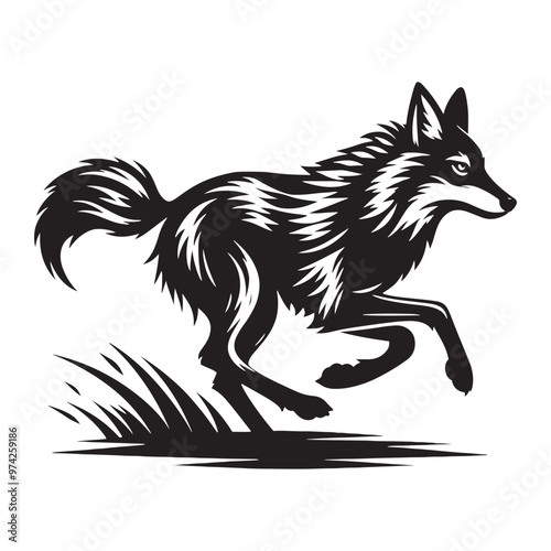 Minimalistic coyote silhouette for modern and creative projects - Coyote illustration - minimallest coyote vector
