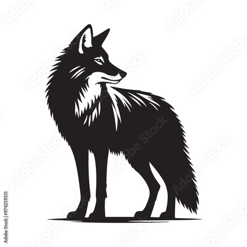Simplified coyote silhouette for innovative digital and print media - Coyote illustration - minimallest coyote vector
