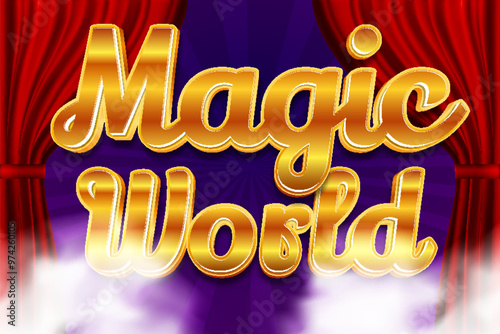 magic world sparkling logo text typography editable text effect font style template background design