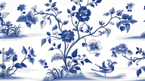 Blue and White Floral Pattern