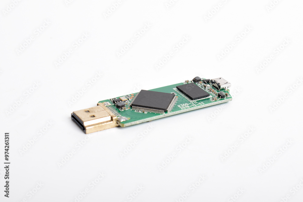 Circuit board inside USB flash drive isolated on white background. With clipping path. Circuit board inside USB flash drive isolated on white background. With clipping path.