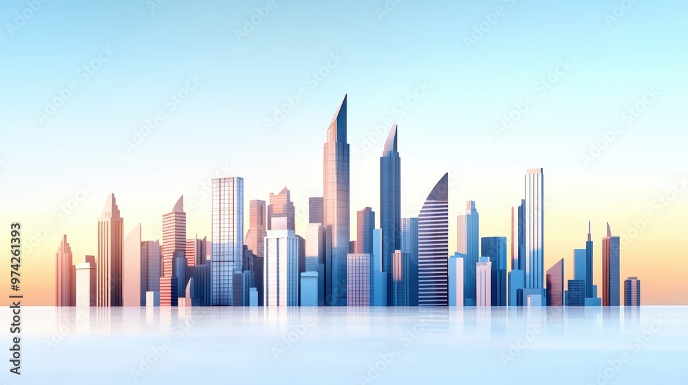 Modern City Skyline at Sunrise Modern City Skyline at Sunrise
