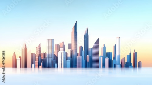 Modern City Skyline at Sunrise