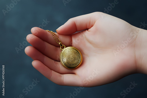 Hand holding a coin, symbolizing money and finance photo