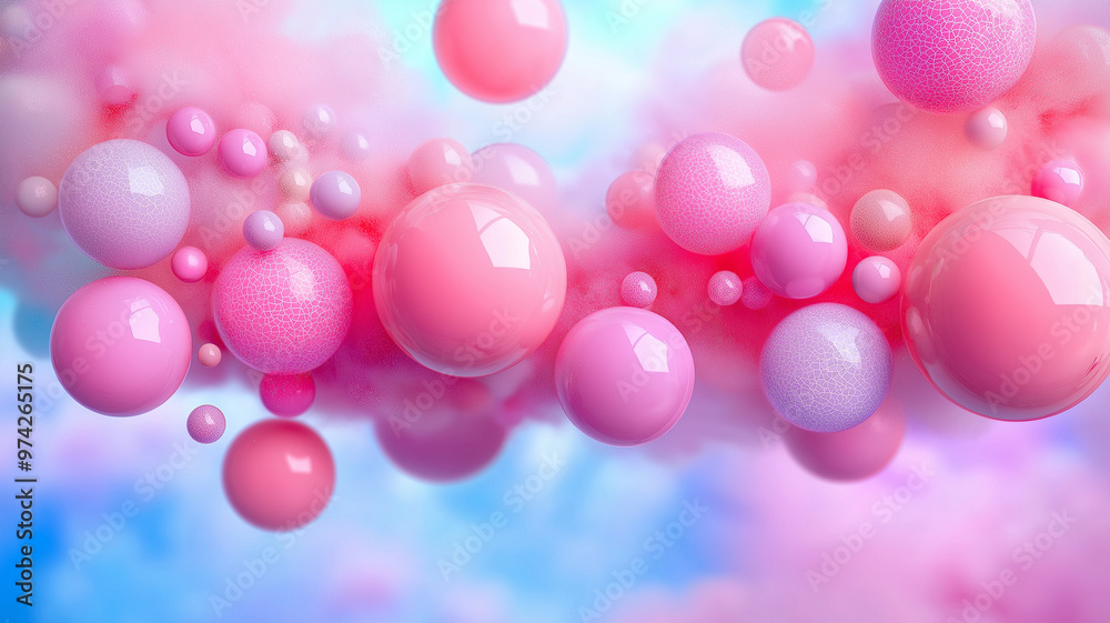 Pastel spheres create dreamy abstract design, evoking sense of calm Pastel spheres create dreamy abstract design, evoking sense of calm