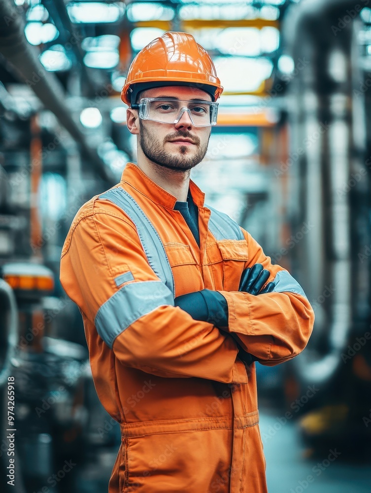 Confident Industrial Worker in Safety Gear Confident Industrial Worker in Safety Gear