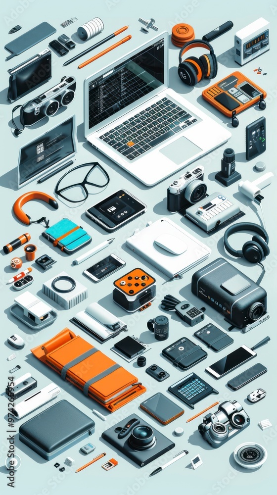 Obraz premium Efficient Remote Work Essentials Infographic: Must-Have Accessories