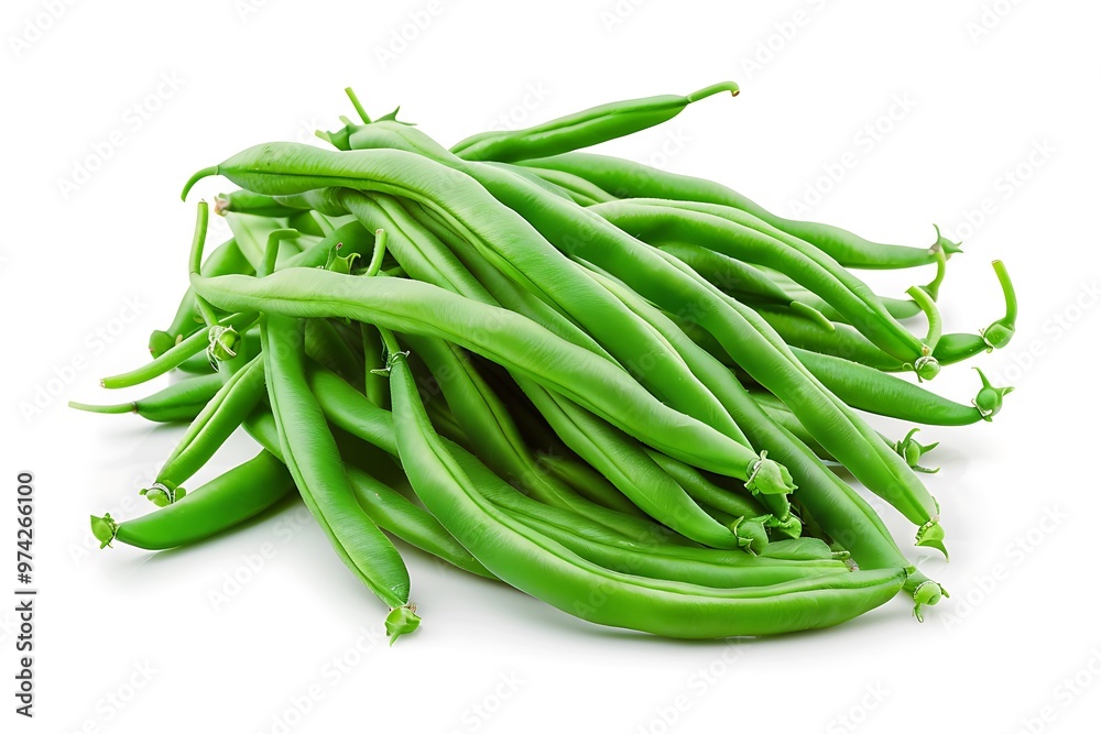 A pile of green beans isolated on white background A pile of green beans isolated on white background