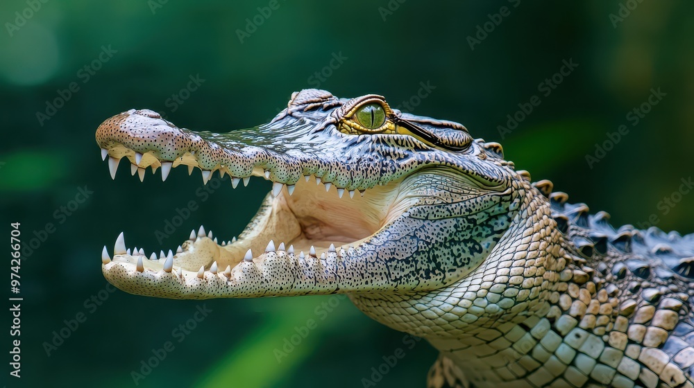 Fototapeta premium Close-up of a Crocodile with its Mouth Open