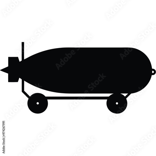 Nuclear Bomb in Trolley Silhouette Vector.