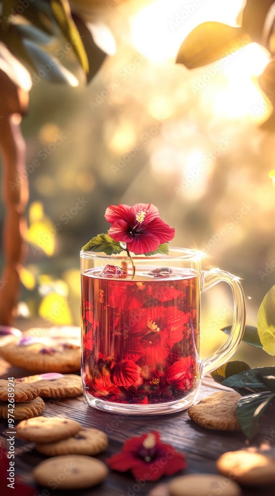 Hibiscus Tea with Cookies in the Summer Sun