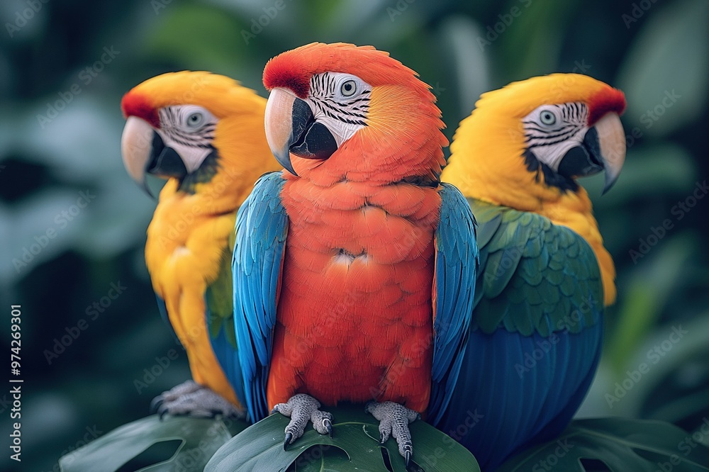 Fototapeta premium Close-up of a colorful parrots feathers