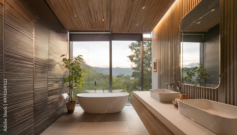 Minimalist bathroom with clean lines and neutral tones for a serene space Minimalist bathroom with clean lines and neutral tones for a serene space