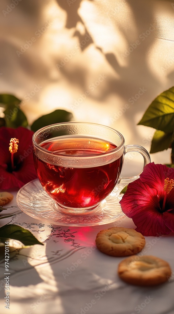Afternoon Tea with Hibiscus and Cookies Afternoon Tea with Hibiscus and Cookies