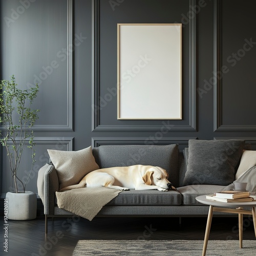 Create a realistic image of a typical American living room with light different colors of walls