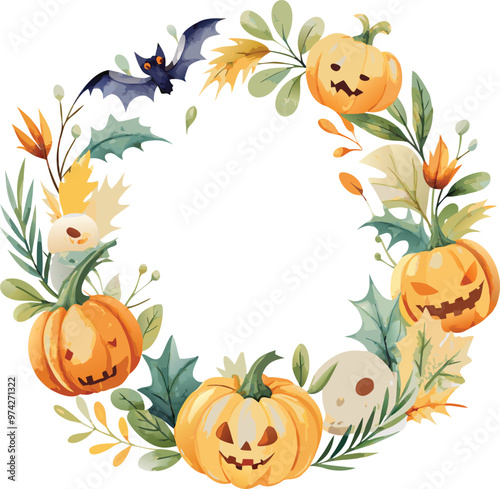 Watercolor Halloween Frame Template