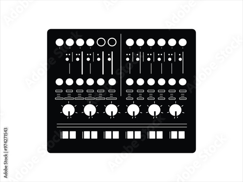 High-Quality Audio Mixer Console Silhouette | Perfect for Podcasts, Music Production.