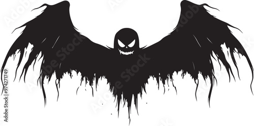 halloween flying evil spirit vector silhouette black