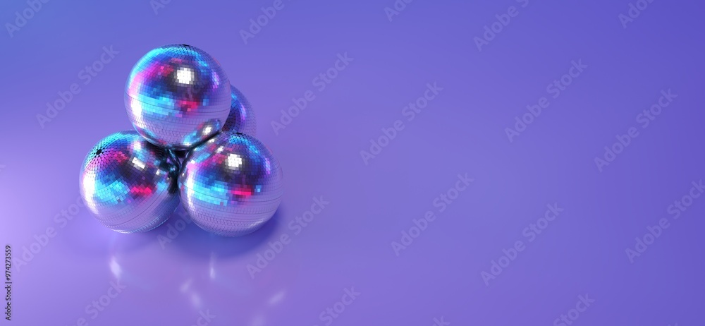 stacked disco balls presented on a shiny background stacked disco balls presented on a shiny background