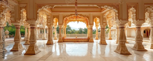 Indian palace architecture with decorations, festive atmosphere