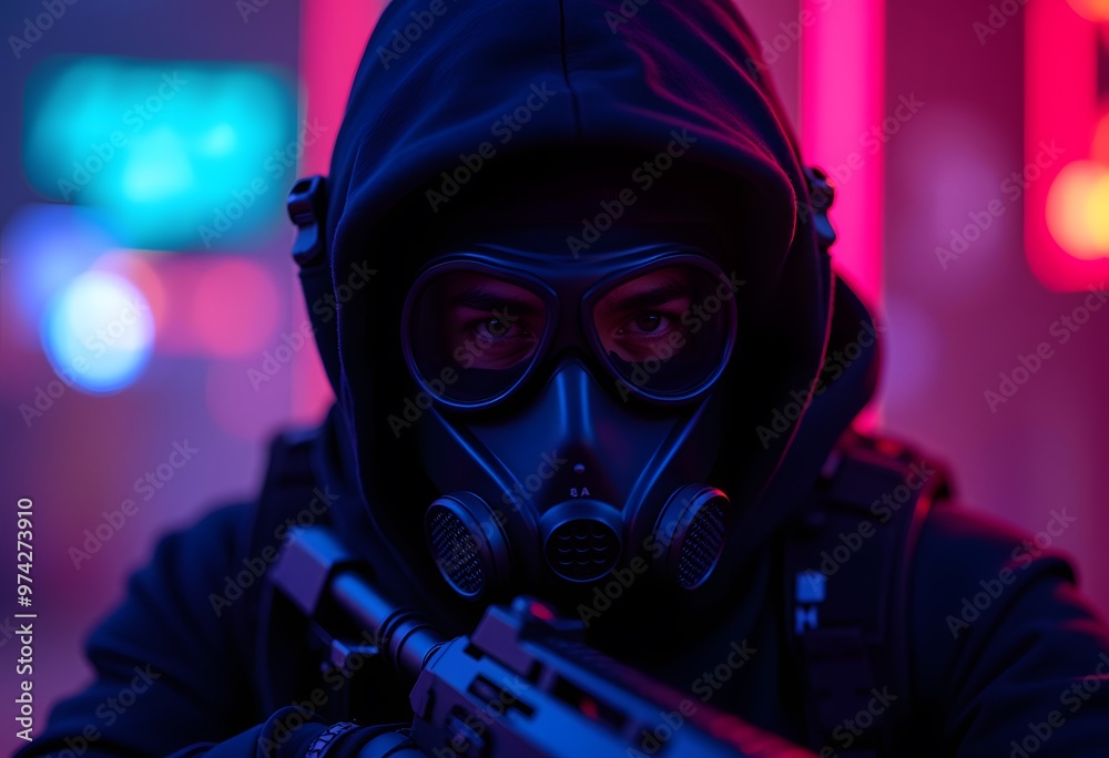 Masked Soldier in Neon Lights Masked Soldier in Neon Lights