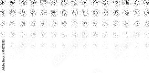 Digital background with dissolving rectangular dots and gradient mosaic texture. Abstract background of white and black pixels. Vector illustration of a grid of geometric square elements.