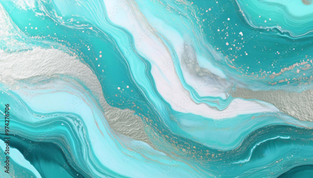 Obraz premium Tło abstrakcyjne do projektu, tekstura marmuru, zielony kolor, wzór w kształcie fal, tapeta