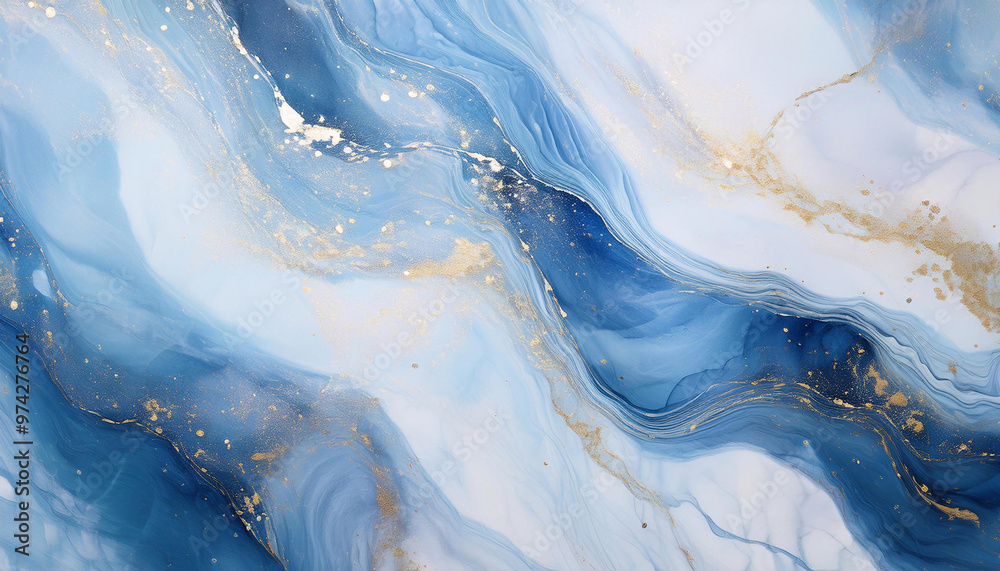 Fototapeta premium Tło abstrakcyjne do projektu, tekstura marmuru, niebieski kolor, wzór w kształcie fal, tapeta