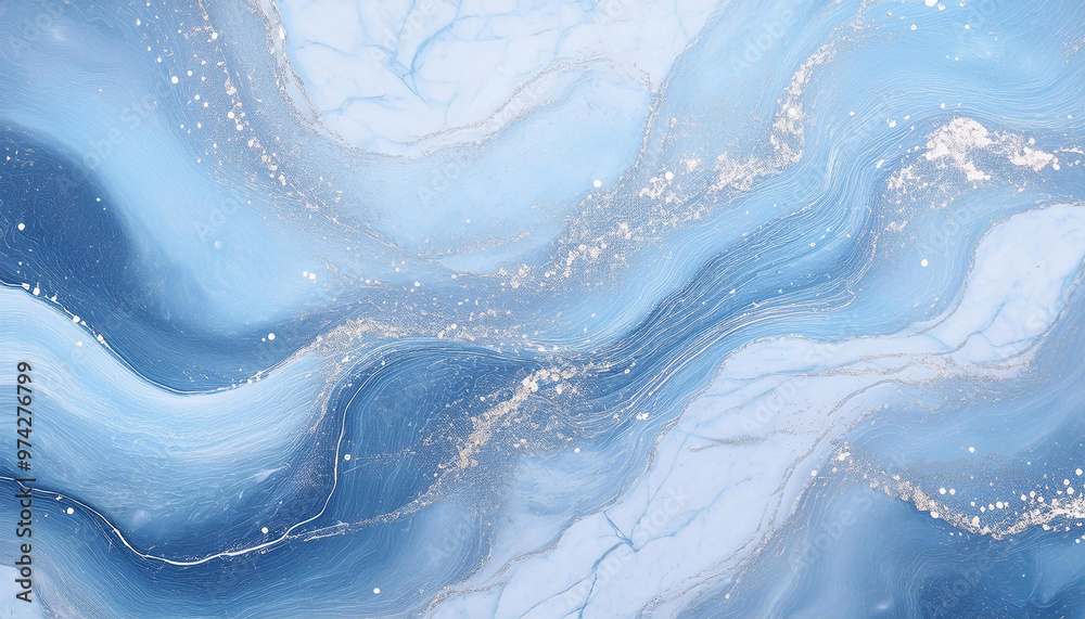 Fototapeta premium Tło abstrakcyjne do projektu, tekstura marmuru, niebieski kolor, wzór w kształcie fal, tapeta
