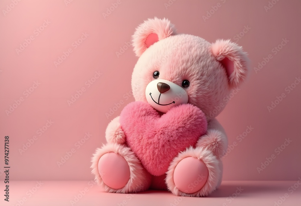 Pink Teddy Bear Holding a Heart Pink Teddy Bear Holding a Heart