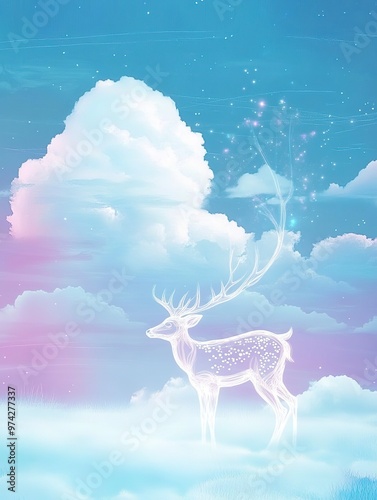 Clouds and transparent deer 