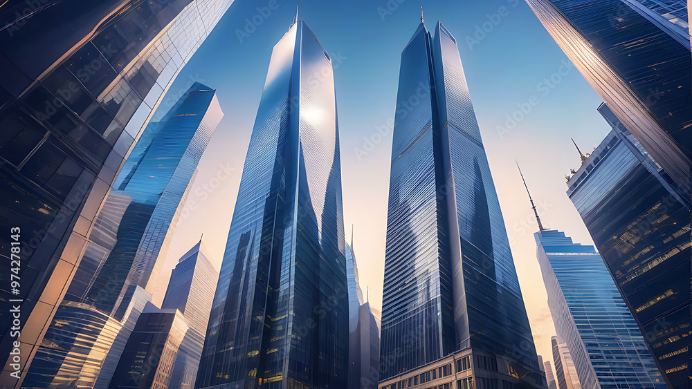 Fototapeta premium skyscrapers in the city with bottom camera