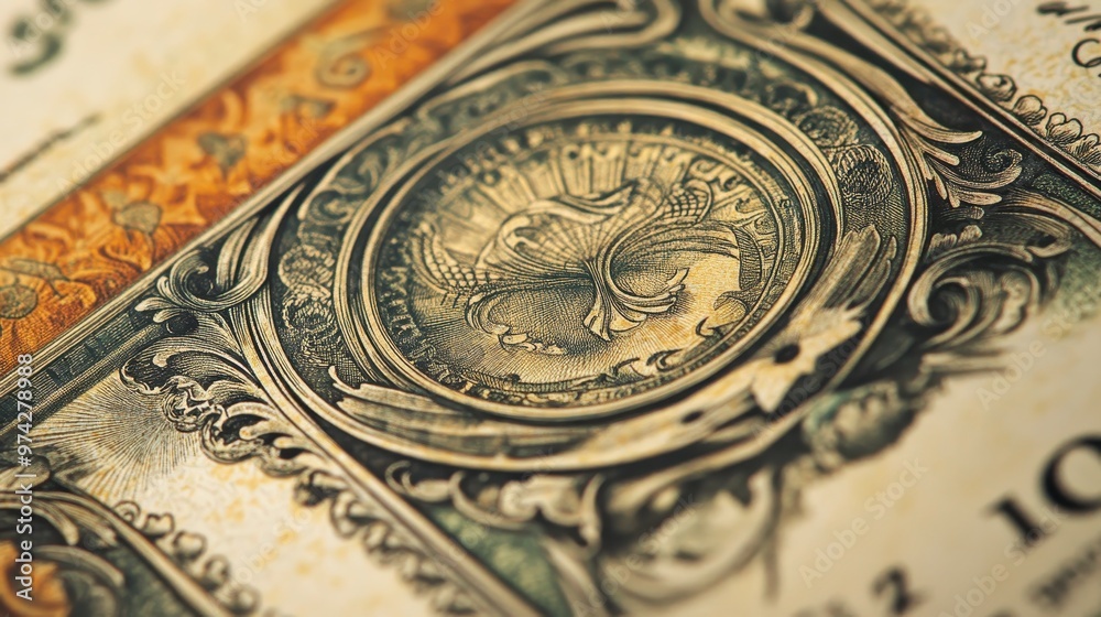 Obraz premium Intricate Design on a Vintage One Dollar Bill