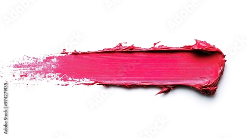 a smeared straight rectangular line of lipstick against a white background