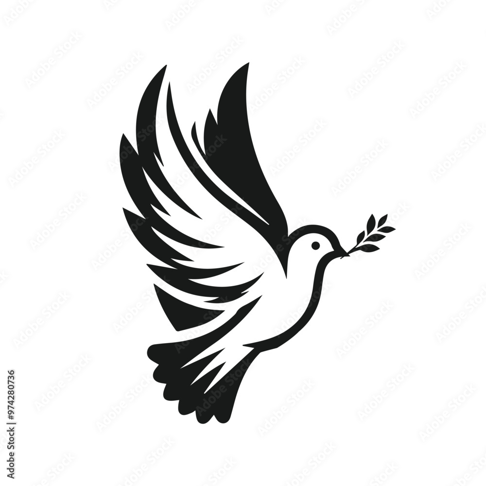 Dove of peace icon. Flying bird. Peace concept. silhouette, black on white
Dove of peace icon. Flying bird. Peace concept. silhouette, black on white