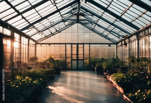 greenhouse in the golden hour photo