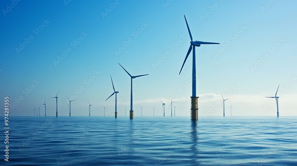 Offshore wind turbines are being installed in the North Sea off the coast of Ijmuiden, Netherlands. Offshore wind turbines are being installed in the North Sea off the coast of Ijmuiden, Netherlands.