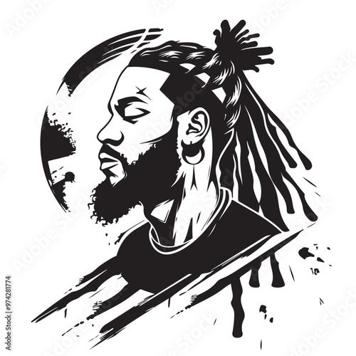 Man hairstyles and hirecut with beard mustache in face stock image vector isolated on white background