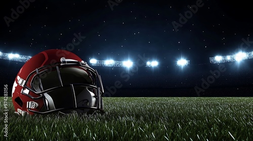 Football Helmet on Field