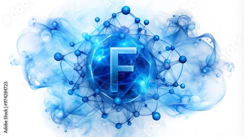 Vibrant fluorine element symbol 