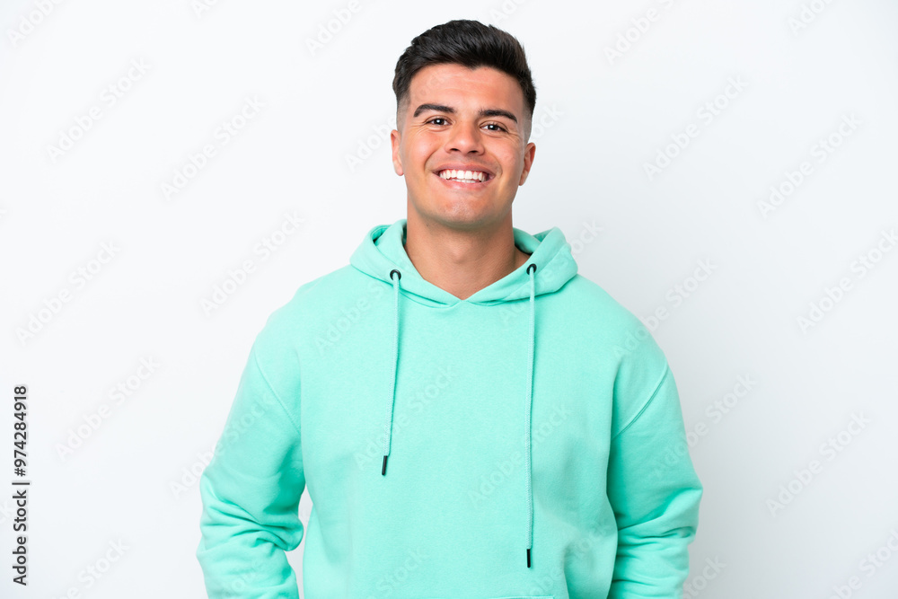 Young caucasian handsome man isolated on white background laughing Young caucasian handsome man isolated on white background laughing