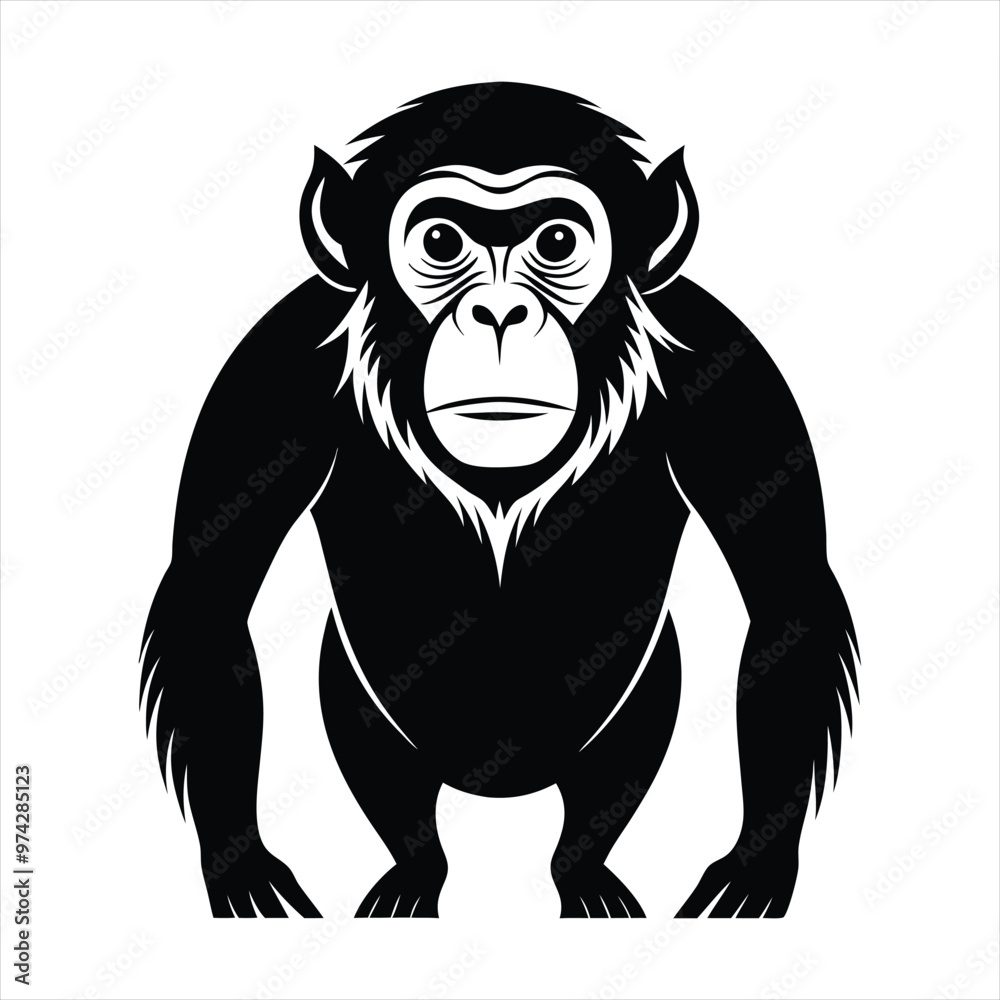 Fototapeta premium Chimpanzee silhouette vector