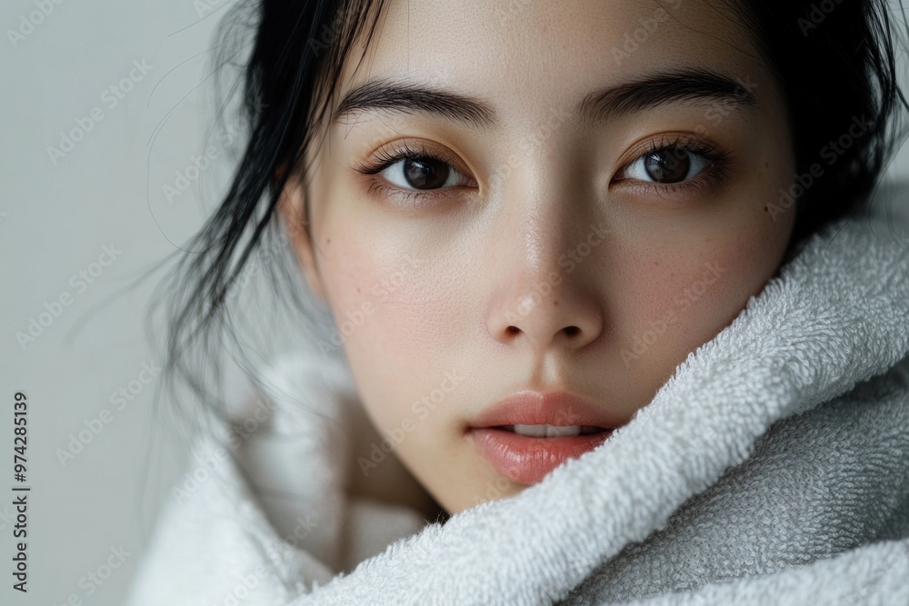 Close-up Portrait of a Young Woman with a Towel Close-up Portrait of a Young Woman with a Towel