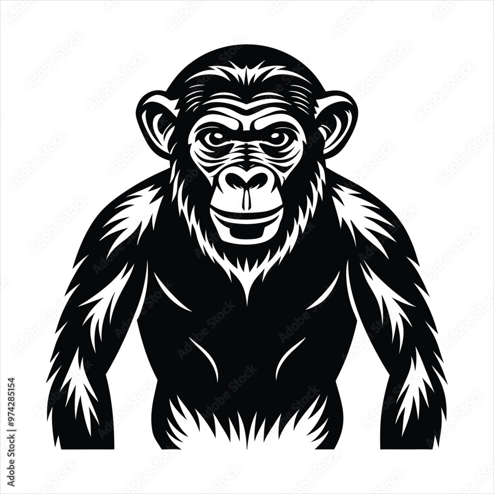 Obraz premium Chimpanzee silhouette vector