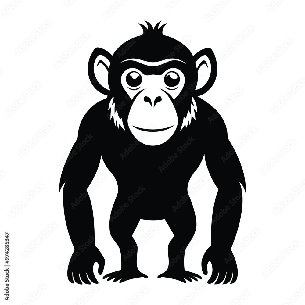 Chimpanzee silhouette vector Chimpanzee silhouette vector