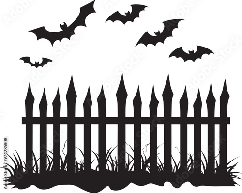 Halloween fence vector silhouette black