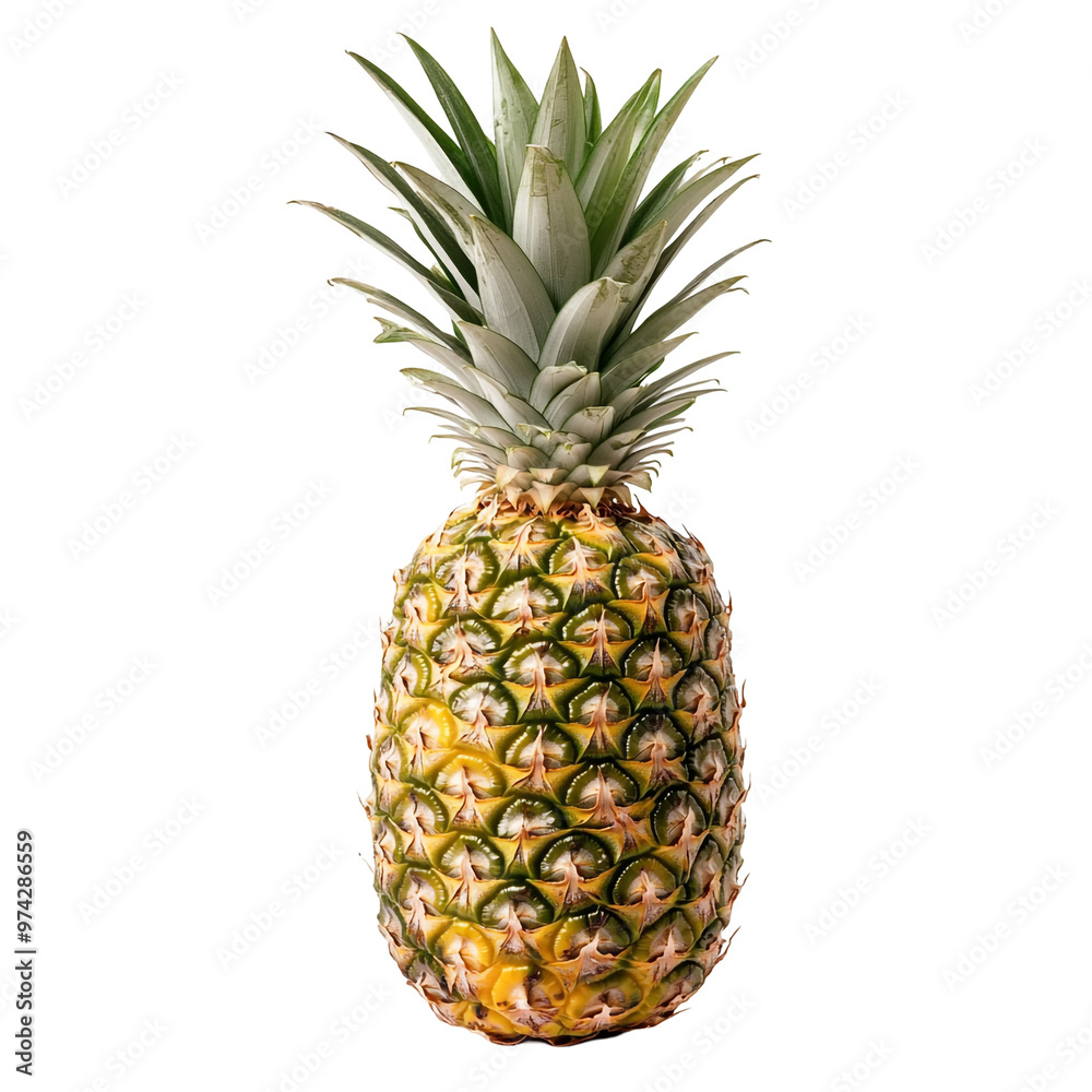 A whole pineapple isolated in transparent background